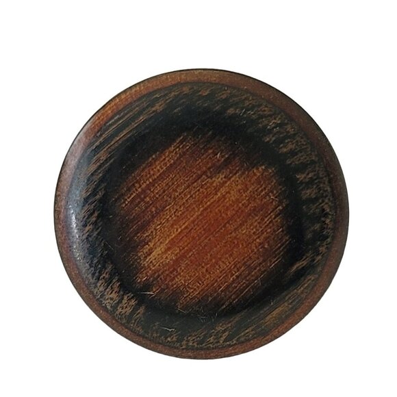 Vintage Round Wood Adjustable Ring Size 7, E939 - Picture 3 of 7